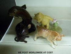 Three Beswick figures, rainbow trout (No 1390), mouse and goat kid,
