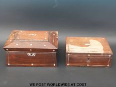 Two 19thC rosewood and mother of pearl boxes