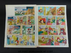 Dogtanian two full colour original art pages by Bill Titcombe