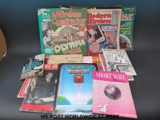 A large selection of vintage radio books and magazines to include World Radio 1930, Modern Wireless,
