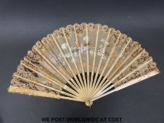 A late 20thC fan with faux tortoiseshell sticks and a lace fan in a Haywards of Oxford Street box