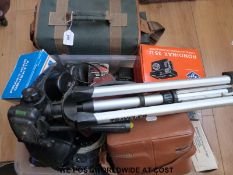 Vintage cameras and lenses etc including a Canon eos 500 with lens,