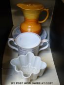 A large Victorian hand-decorated tyg and various Shelley ceramics,