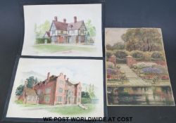 A quantity of watercolours and pen and ink drawings of architecttural subjects including Art Deco