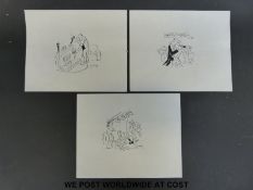 Three Larry (Terence Parkes) original cartoons all with drinking theme (each 20 x 25cm)