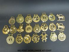 Approximately 20 late 19thC / early 20thC and later horse brasses including examples with acorn