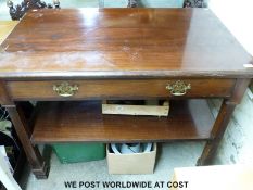 A mahogany buffet table with single drawer and shelf below (L122 x D76 x H87cm)