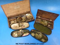 Four 19thC cased coin and apothecary sets of scales