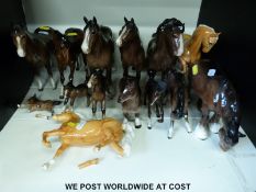 Approximately 15 Beswick horses and foals