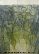 A retro abstract oil on board possibly nudes / mermaids under the sea,