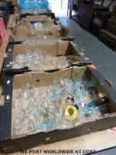 A large quantity of glasses and pressed glass items including tazza etc