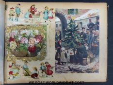 A Victorian or early 20thC scrap book including etchings