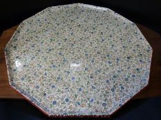 A 19th/20thC Wedgwood endecagon charger of unusually large proportions in a chintz pattern (57cm