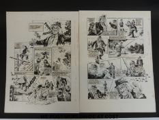 Worzel Gummidge two black & white original art pages by 1960s artist Mike Noble signed by the