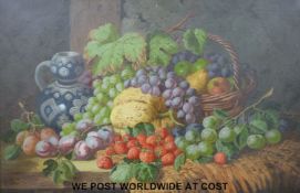 Charles Thomas Bale (1849-1925) oil on canvas still life of fruit,