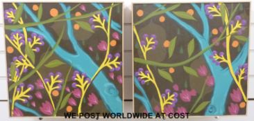 Matt Sewell pair of oils on canvas of autumnal scenes (each 40cm square)