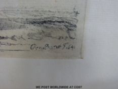 Rembrandt Van Rijn dry point etching of a windmill and buildings dated 1641 (15 x 21cm).