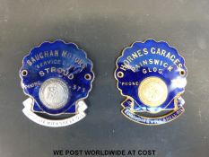 Two local interest Shell vintage car dashboard badges, one for Horne's Garage, Painswick,