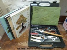 A quantity of bonsai tools.