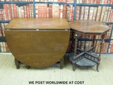 An oak drop leaf table (L91) and one other table