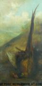 Oil on canvas of a pheasant, indisitinctly signed lower right,
