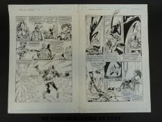 Motormouth by Marvel two black & white pen artworks by Tim Perkins