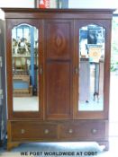 A 19thC inlaid two door wardrobe (H206 x W150 x D50cm)