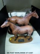 Two large Royal Doulton racehorses on plinths, Desert Orchid (No 2988) and The Minstrel,