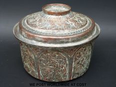 An Indian copper bowl and cover