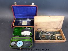 A cased early 20thC Morton's opthalmoscope with Ministry mark together with cased glass