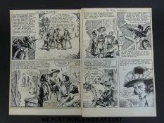 The Three Musketeers two pen and ink cartoons by Arture Del Castillo