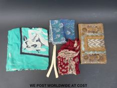 A Liberty silk scarf, Liberty handkerchief and a further handkerchief,