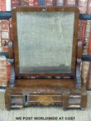 A Victorian dressing table mirror with three drawers to base (H75 x W59 x D24cm)