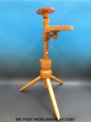 A large collection of lace-making equipment including stand, pillow,