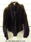 A 19thC purple brocade and velvet dress