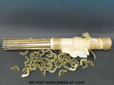 Twenty four brass stair rods with thistle ends and S and G Patent clips