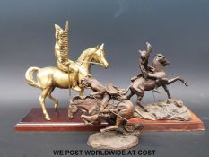 Three bronze or brass native American Indian figures by Franklin Mint, The Cheyenne,