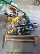 A collection of power tools to include drills, sander, grinders, jigsaw etc, makers include Bosch,