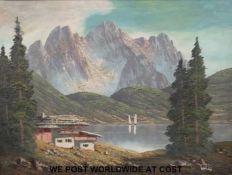 Modern oil of Alpine landscape (58cm x 78cm)