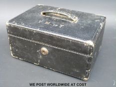 An Asprey travelling box with Bramah lock, marked to lid V.M.