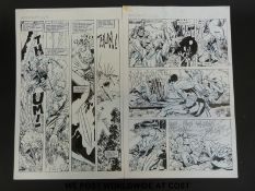 Independent comic Harsh Realm two black & white pen artworks by John Ridgway and Andrew Parquette