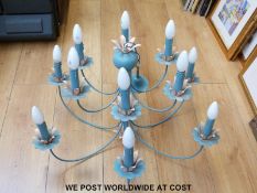 A vintage French painted twelve branch chandelier