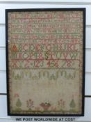 A 19thC sampler named Mary Frances Thompson Berwick December 3rd 1838