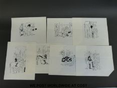 Seven Larry (Terence Parkes) original cartoons all with a military theme including London interest