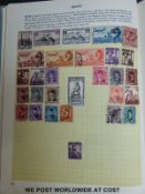 Two schoolboy stamp albums together with an envelope dated Feb 9th 1838 and stamped Helensburgh