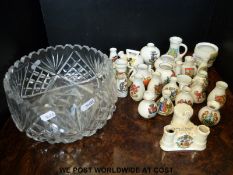 A small quantity of crested ware including Goss,