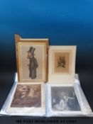 A collection of prints including a Spy of Tennyson and an early image of College Court, Gloucester.