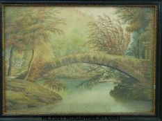 S A L Watson watercolour of a bridge over a river (26cm x 36cm)
