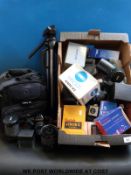 A Canon T90 camera in carry case with accessories,