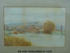 Henry Walton watercolour of the Severn at Shrewsbury looking towards Ludlow,